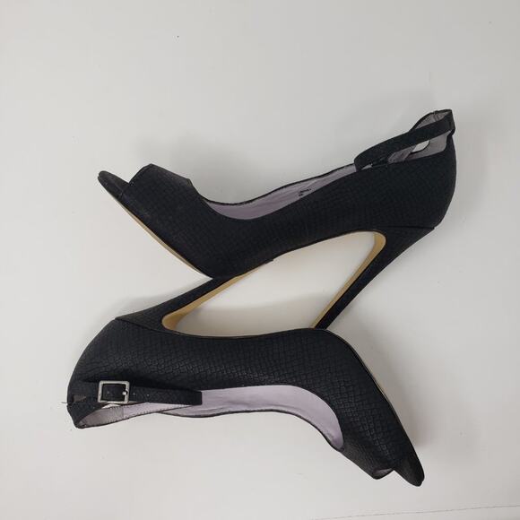 Shoemint Black Snakeskin Stiletto Open Toe Heeled Sandals Women's Size 6 - Picture 6 of 12